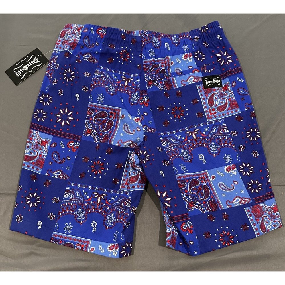 Dogg Supply‎ Snoop Dogg Blue Bandana Patchwork Shorts Mens L Casual Streetwear